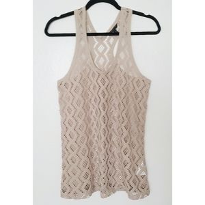 Banana Republic beige crochet racerback tank cover-up S